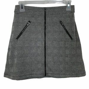 Gap B&W Plaid Mini Skirt NWT Full Zip Front A-line